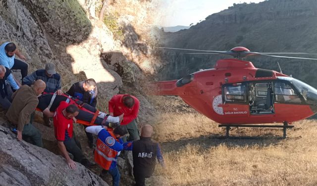 Kayalıklardan düştü: Ambulans helikopter imdadına yetişti