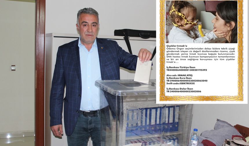 Organ seçimleri tamamlandı: Yeni yönetim, tebrik için SMA’lı Irmak’a bağış yapılmasını istedi