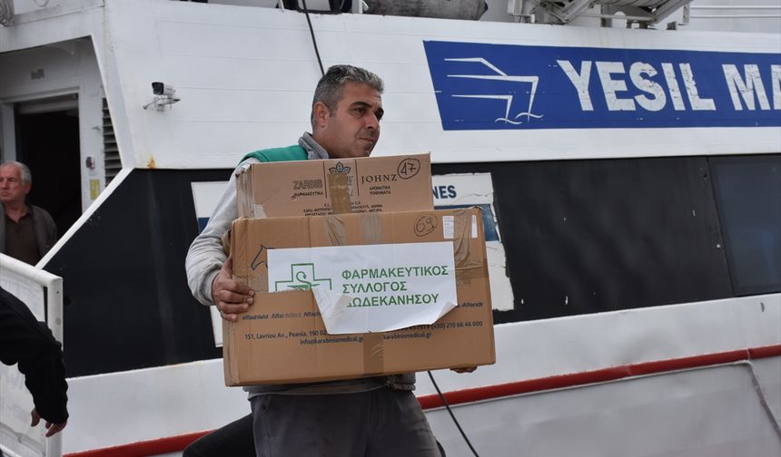 MUĞLA - Rodos Adası'ndan depremzedeler için tıbbi malzeme gönderildi